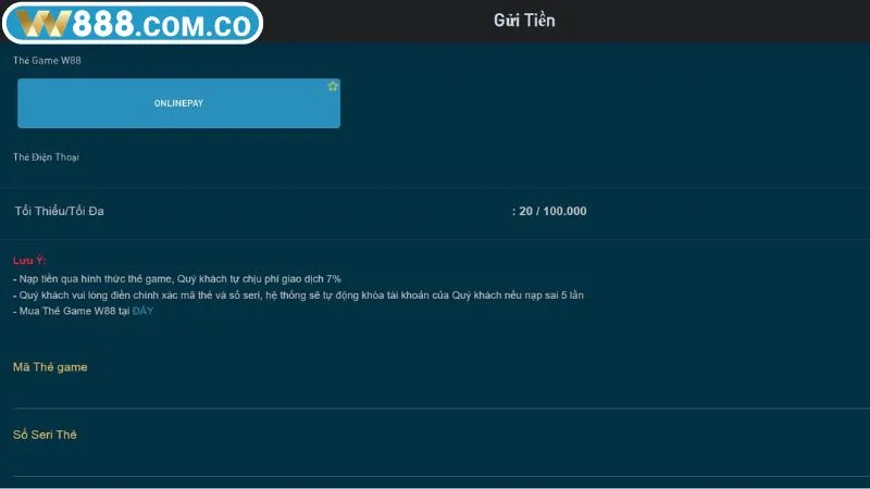 Đa dạng phương thức rút tiền tại nhà cái W88