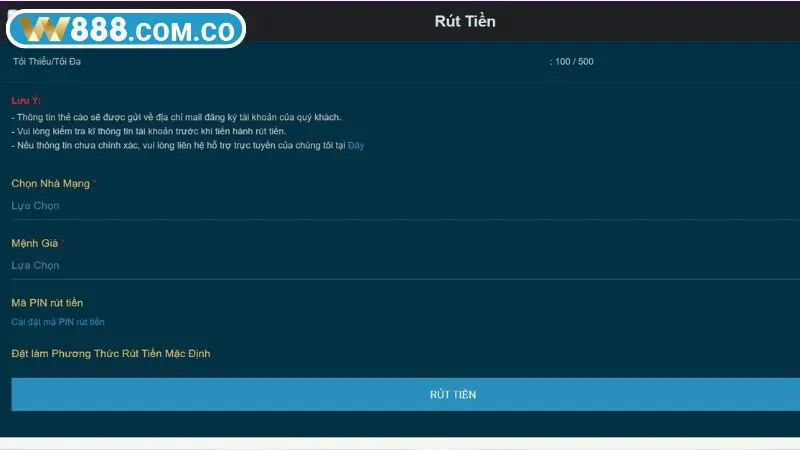 Quy trình rút tiền thưởng tại W88 nhanh chóng và an toàn