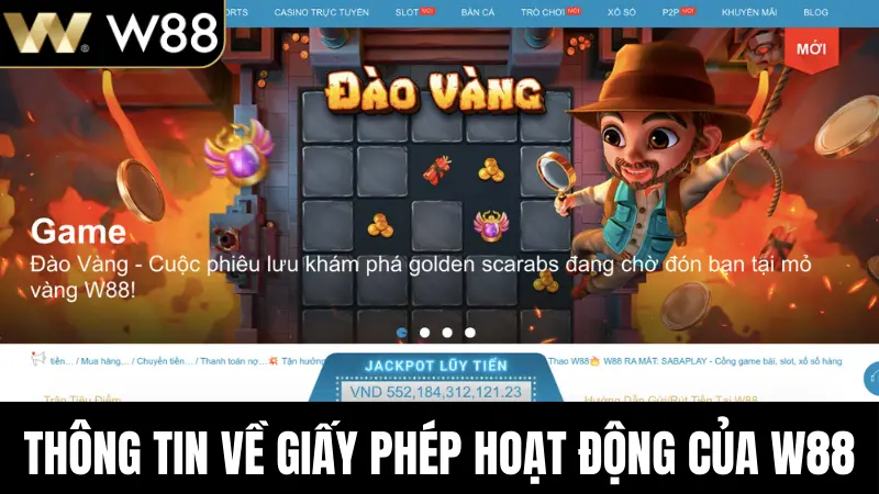 Thông tin về giấy phép hoạt động chính thức của W88